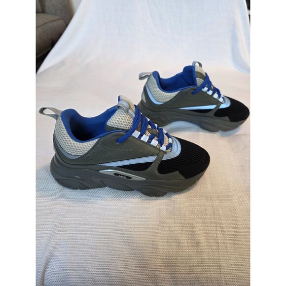 Dior B22 Men’s Sneakers Size 41 (US 8) Grey Black Blue Mesh Leather Pre-Owned - Picture 3 of 16